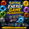 Promotie afbeelding van de Pokémon Energy Game waarbij spelers een Pokémon Energy kiezen en booster packs winnen uit een boosterbox van 36 packs tijdens een live rip en ship op FlintstoneTCG.