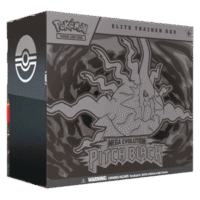 Pitch Black Elite Trainer Box van de Pokémon TCG met booster packs, promo kaart en exclusieve accessoires